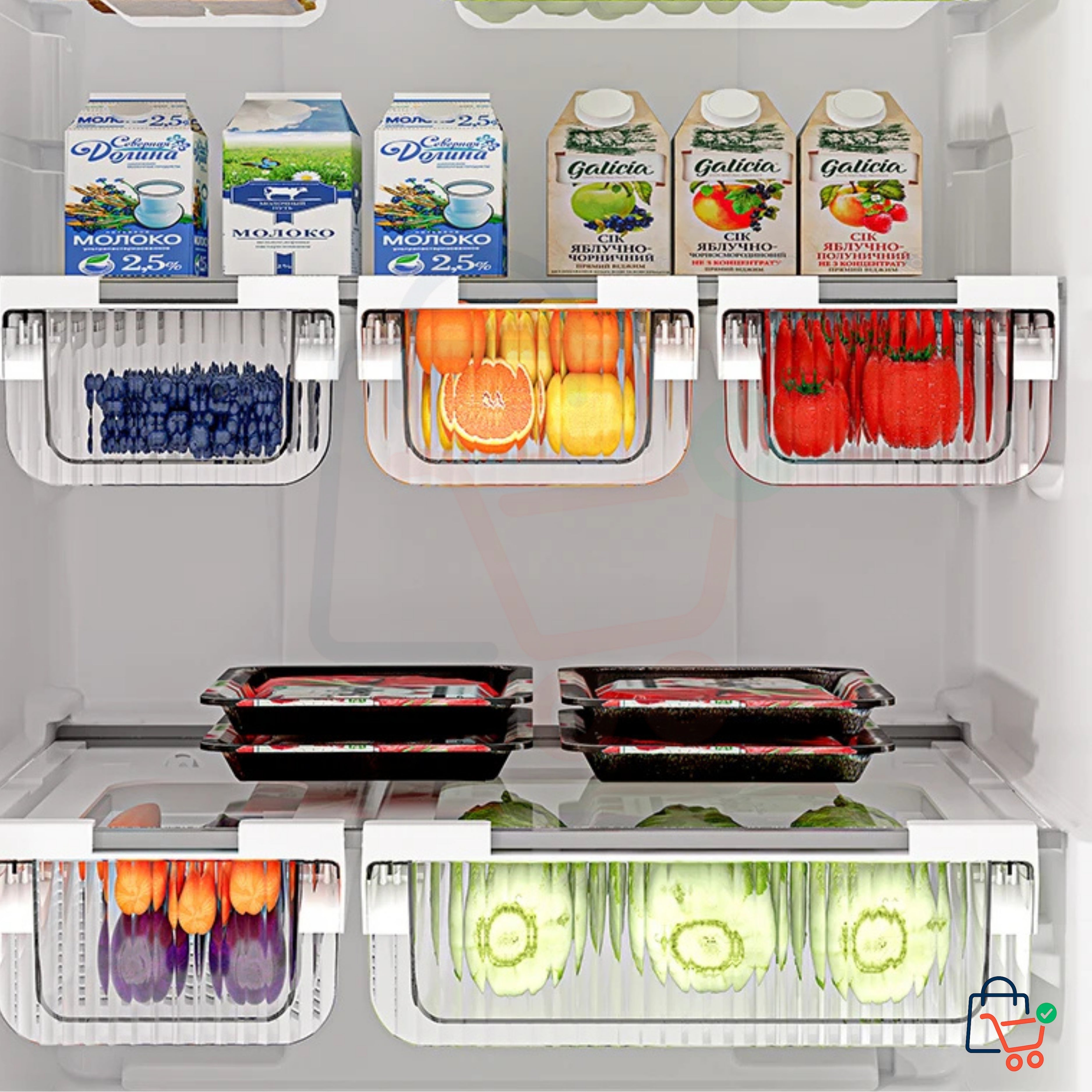 Fridge Organizer with Drawer Pull Case