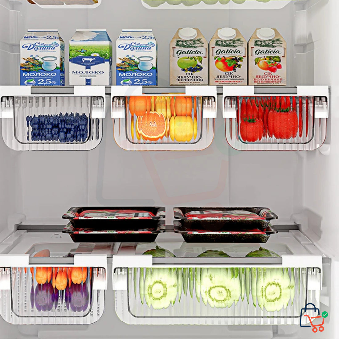 Fridge Organizer with Drawer Pull Case