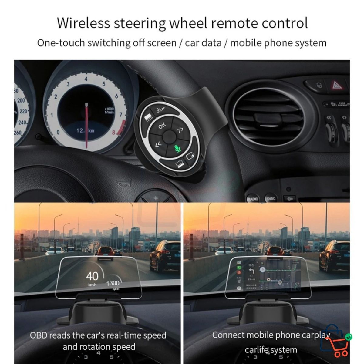In Car Wireless Head Up Display with CarPlay