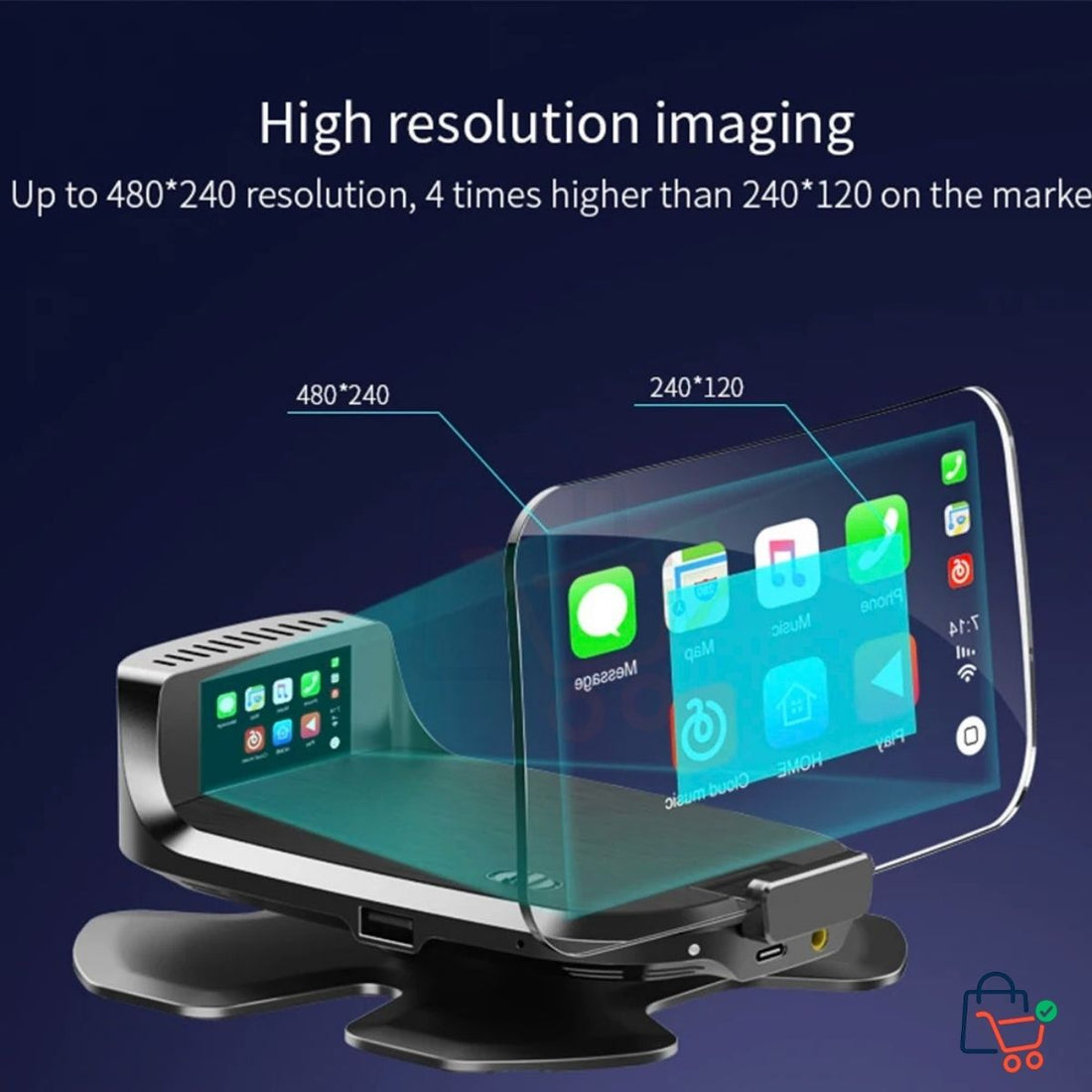 In Car Wireless Head Up Display with CarPlay