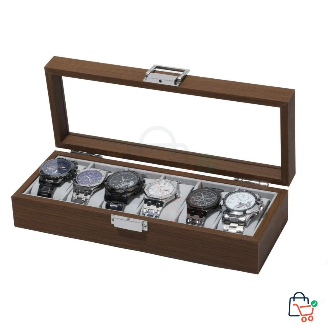 6-Slot Wooden Watch Storage Box