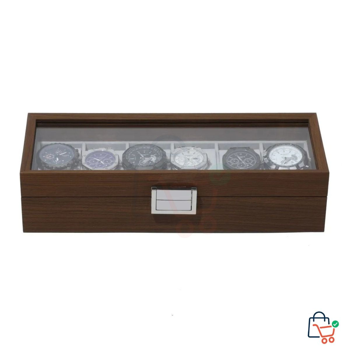 6-Slot Wooden Watch Storage Box