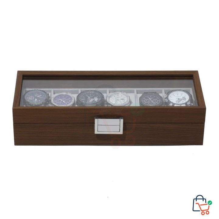 6-Slot Wooden Watch Storage Box