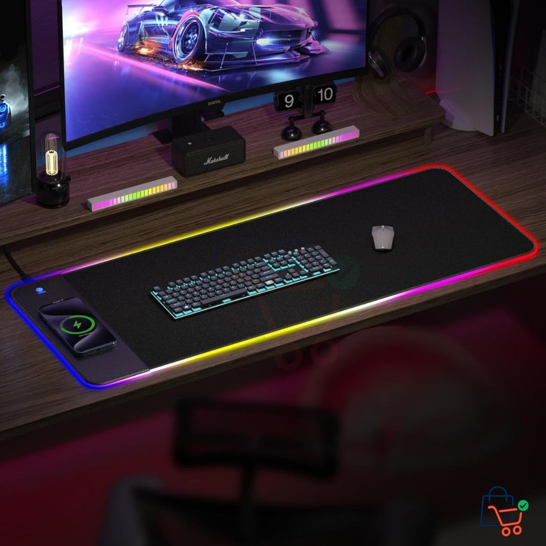 Desk Mat with LED & Wireless Charging