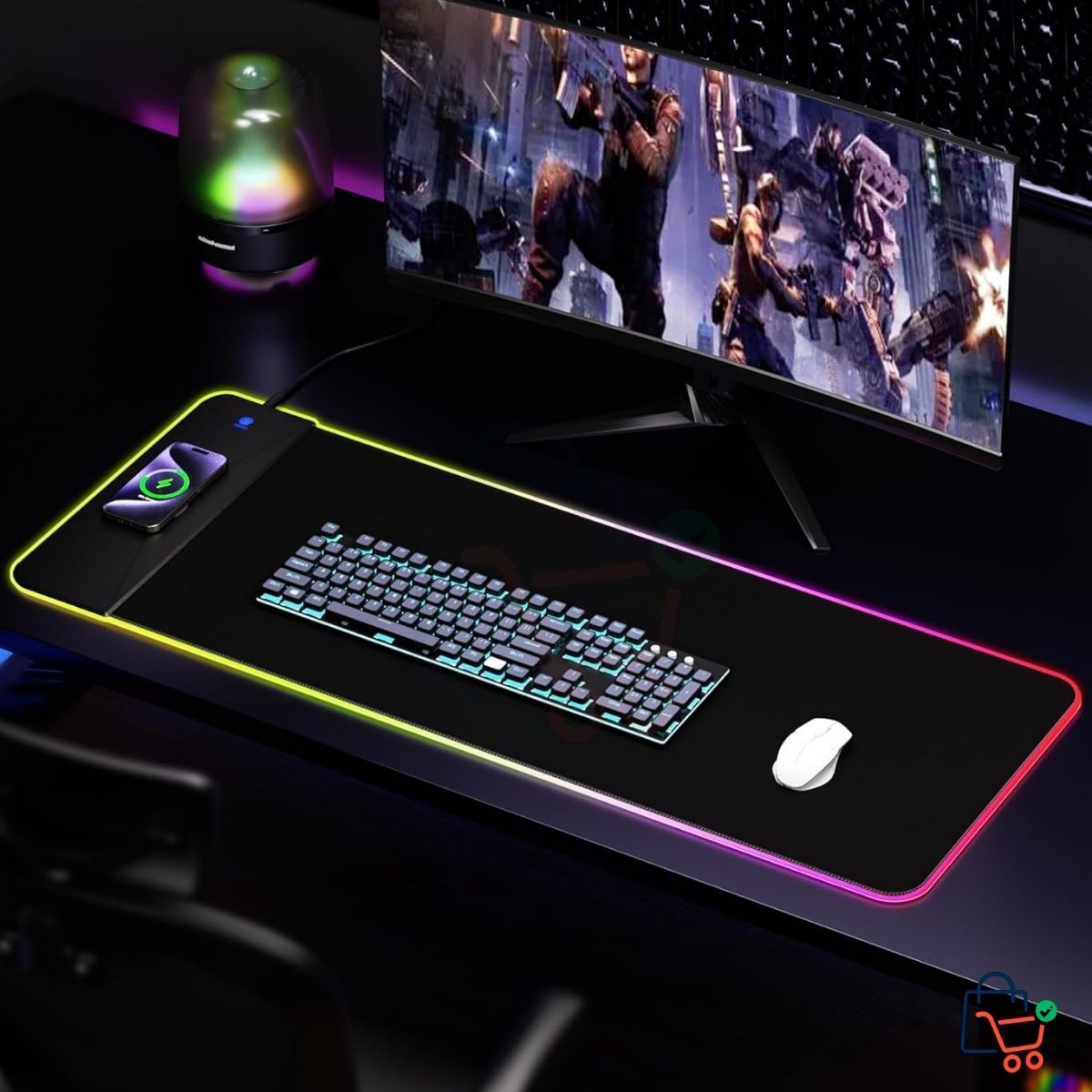 Desk Mat with LED & Wireless Charging