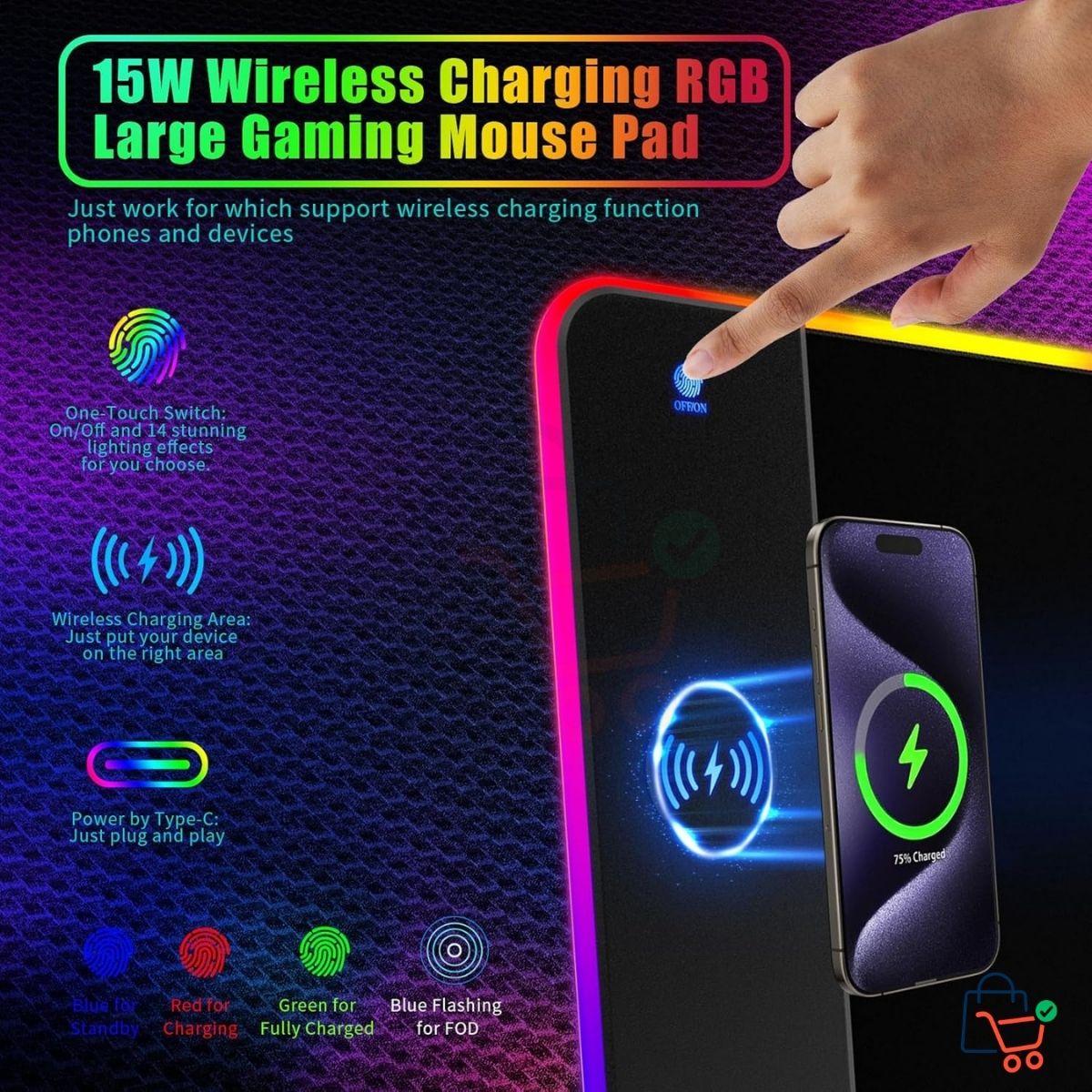 Desk Mat with LED & Wireless Charging