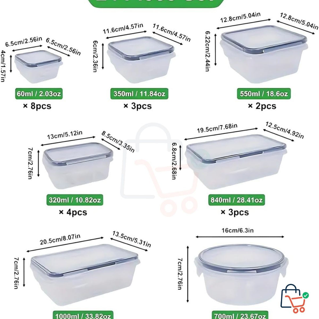 24 Pcs - Plastic Containers