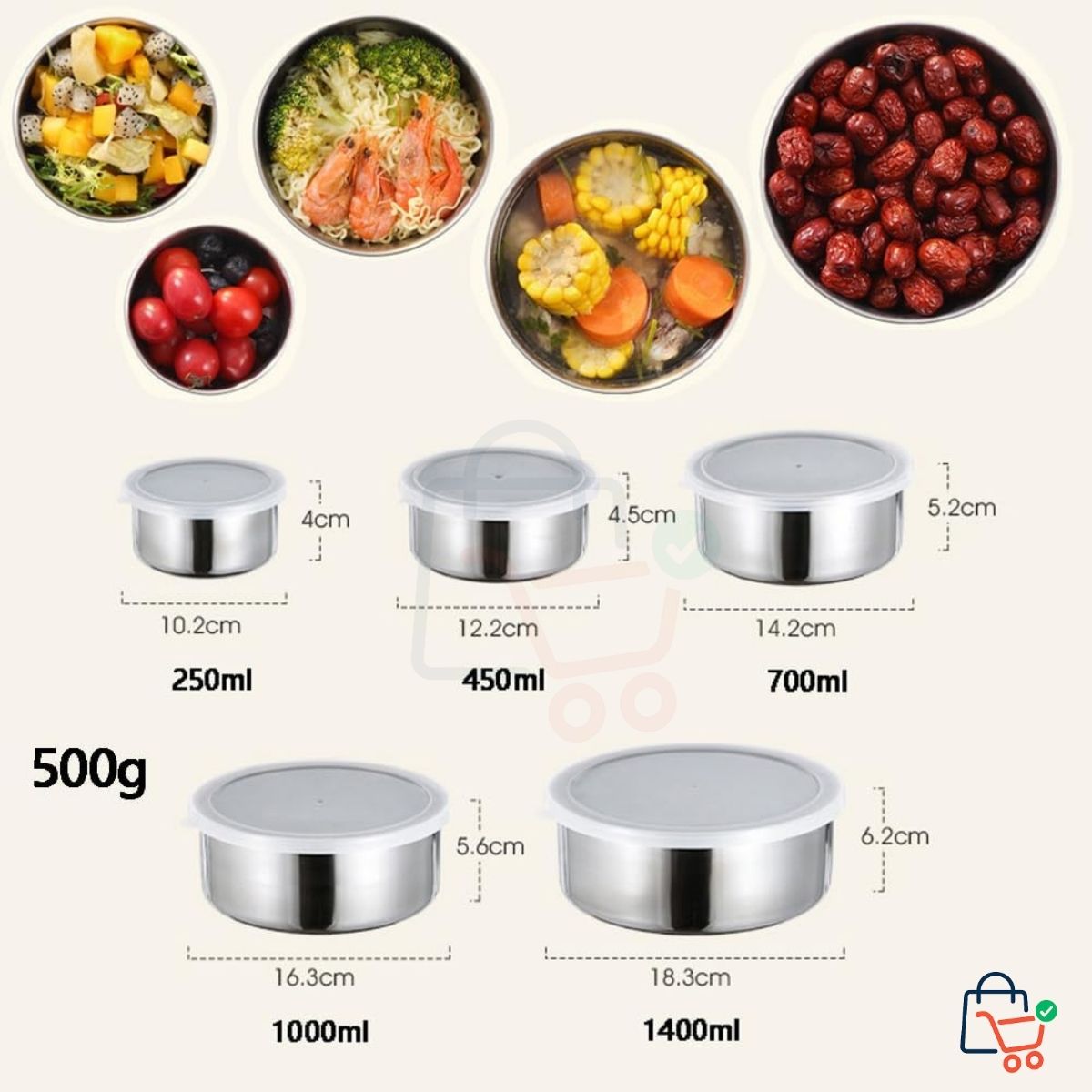 5 Pcs - Stainless Steel Container