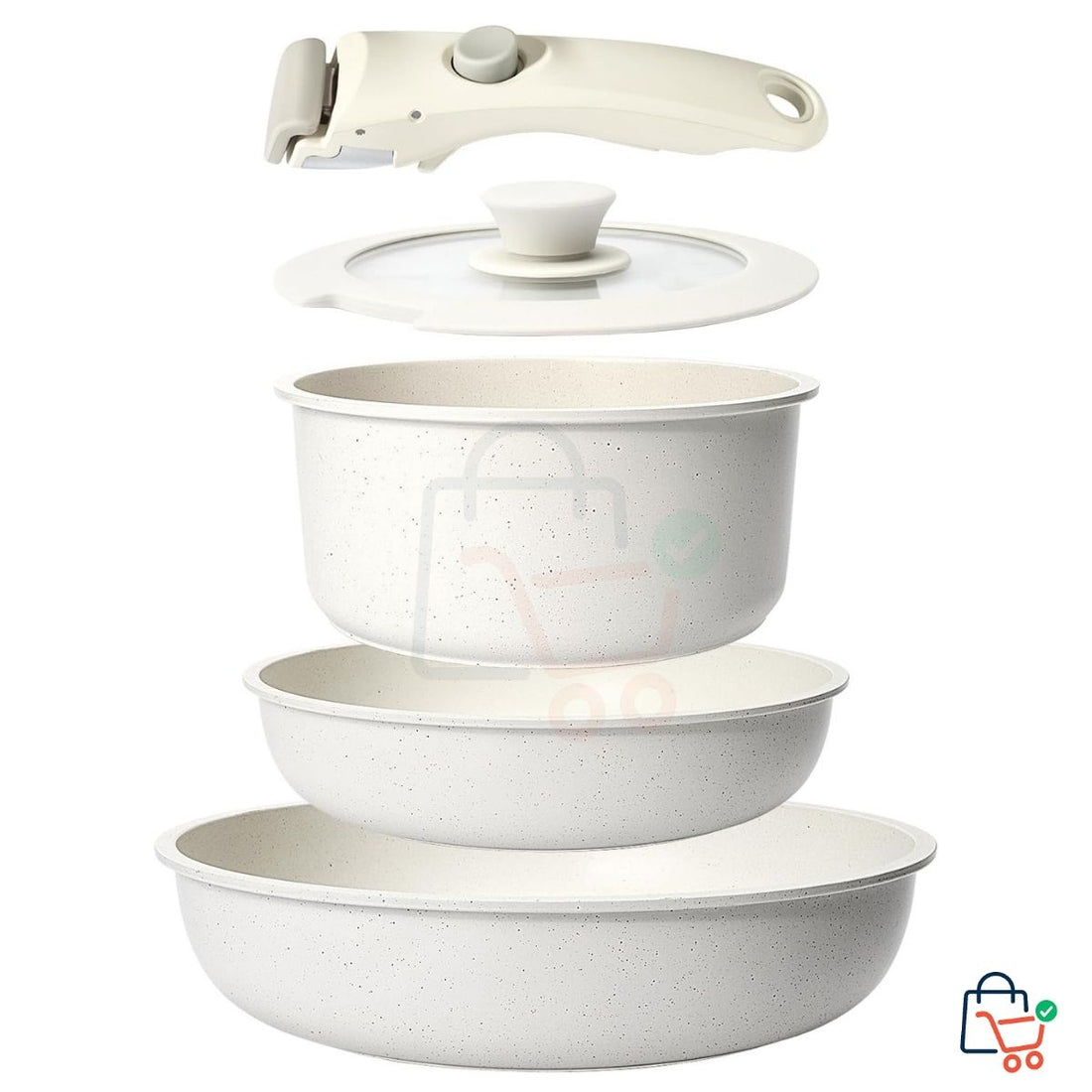 5 Pcs - Removable Handle Pots & Pans Set