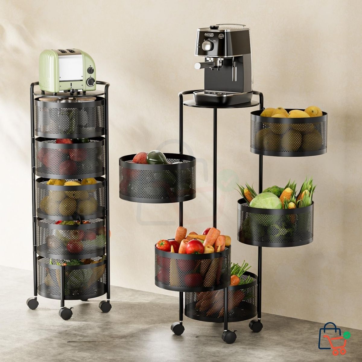 5-Tier Round Rotating Shelves