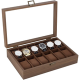 12-Slot Wooden Watch Storage Box