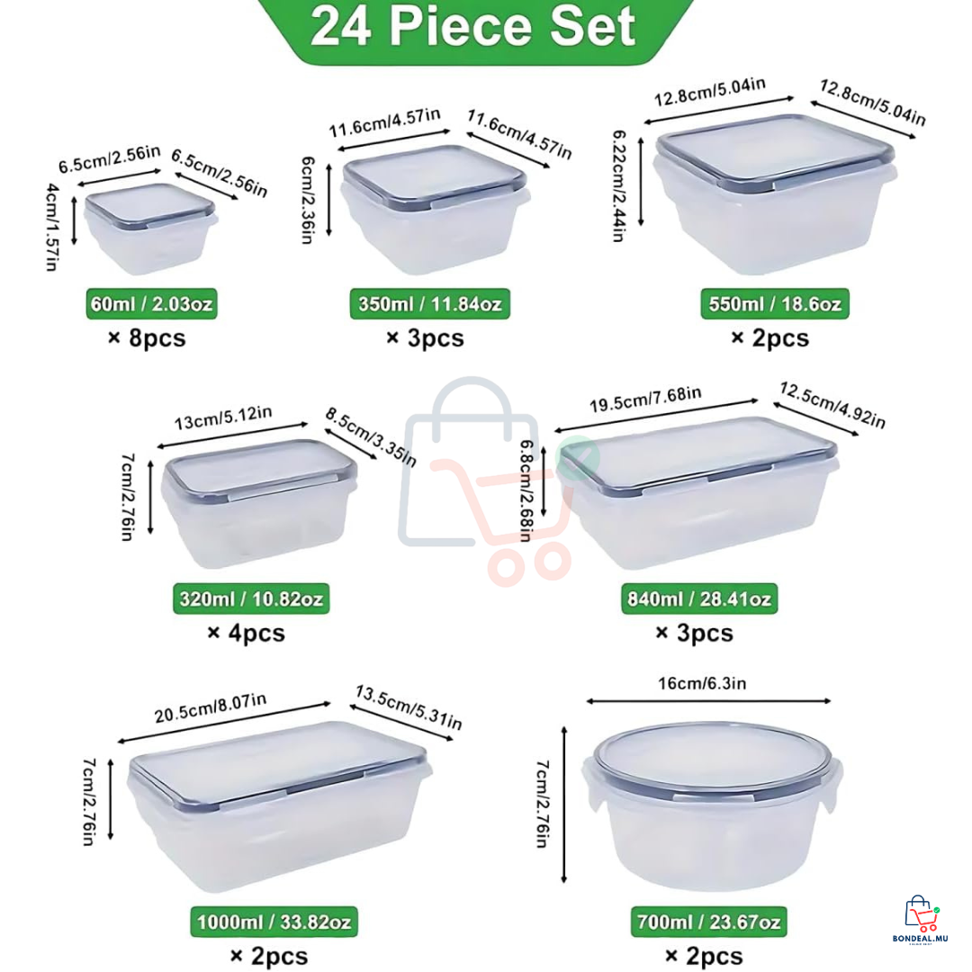 24 Pcs - Plastic Containers