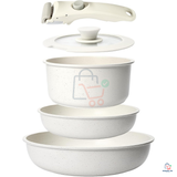 5 Pcs - Removable Handle Pots & Pans Set
