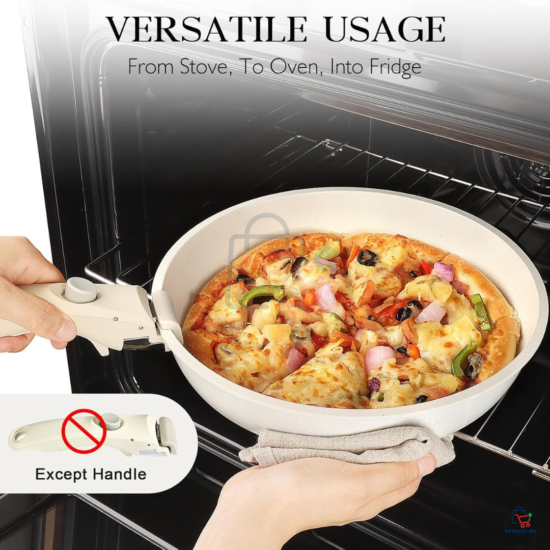 5 Pcs - Removable Handle Pots & Pans Set