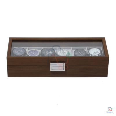 6-Slot Wooden Watch Storage Box