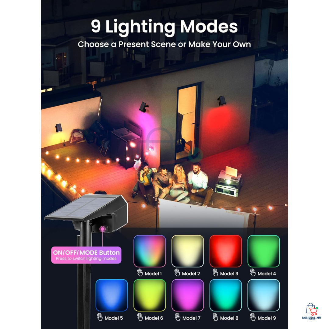 2 Pcs - RGB - Solar LED Spot